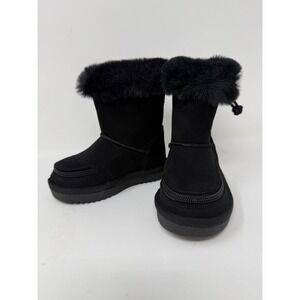 Billy Footwear Kids Toddler Cozy II Black Fur Trim Winter Boots Size 5M US